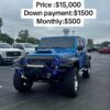 2015 Jeep Wrangler Unlimited Sahara in stunning Hydro Blue Pearl! It comes with black leather seats, 4X4